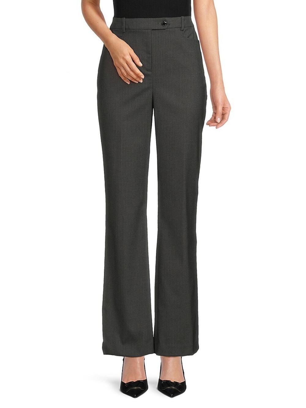 Calvin Klein Women's Modern Fit Pinstriped Pants Charcoal Work NEW Size 12